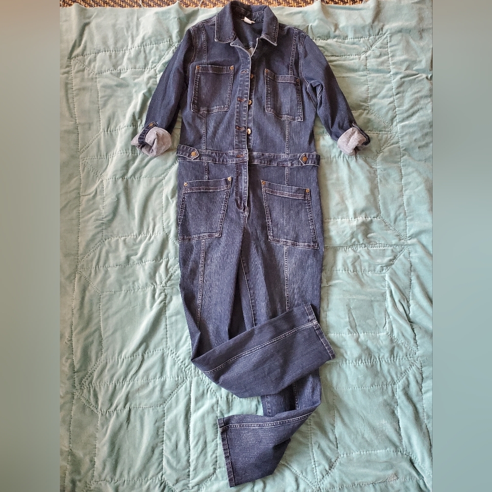 Duluth Trading Co Blue Denim Utility Jumpsuit
